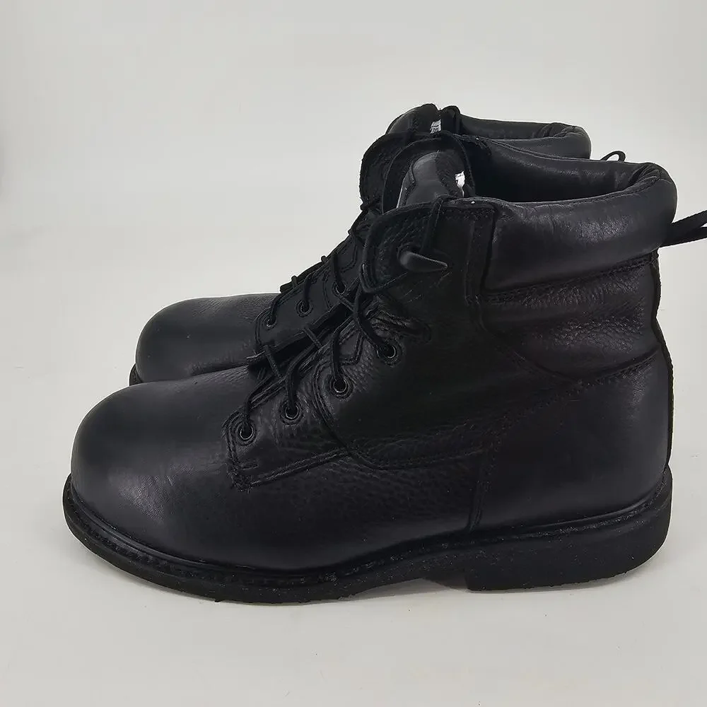 SlipGrips Black Leather Spider Grip Steel Toe Work Boot Mens 12 W ASTM F2413-05